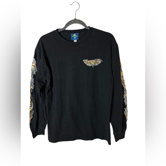 Brave New World Long Sleeve Graphic Tee Black Surf Shirt Gildan Medium - Picture 2 of 9